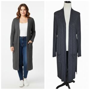 Faded Glory Charcoal Long Cardigan Sweater